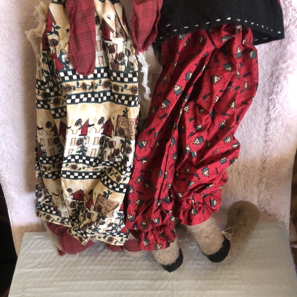 Mr. Mrs. Bunny Whimsy Folk Art Handmade 27”Cloth Dolls Shelf Sitters - Picture 7 of 7